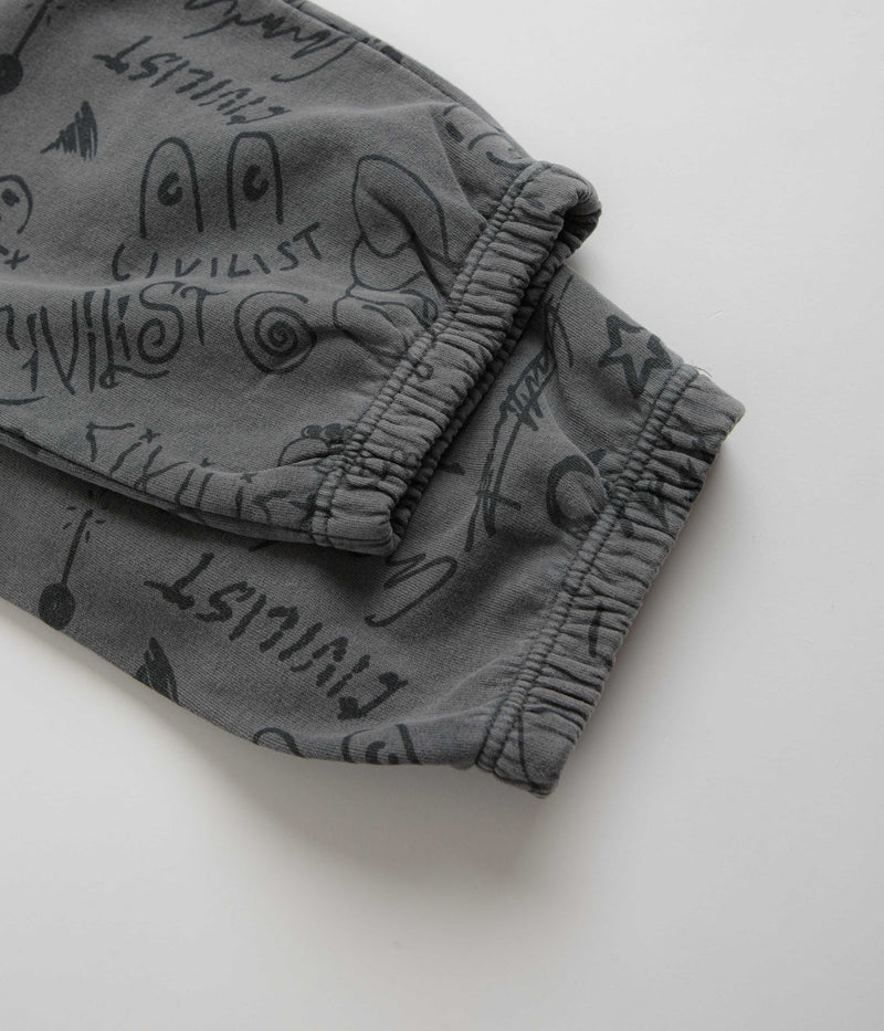 Civilist Team AOP Sweatpants in Washed Black