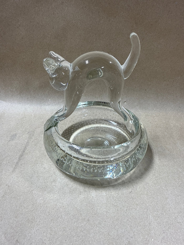 Clear Glass Cat Basket