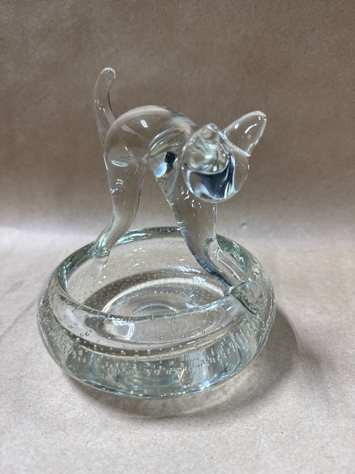 Clear Glass Cat Basket