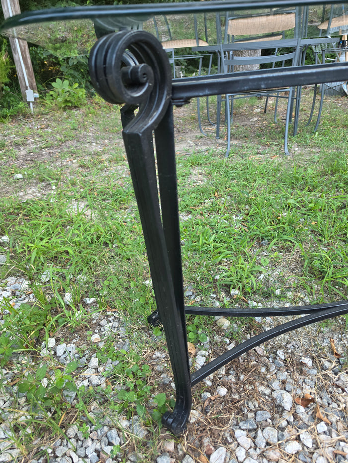 Console Table, Cast Iron Frame w/Beveled Glass Top
