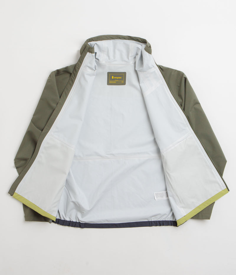 Cotopaxi Cielo Rain Jacket in Fatigue and Lemongrass
