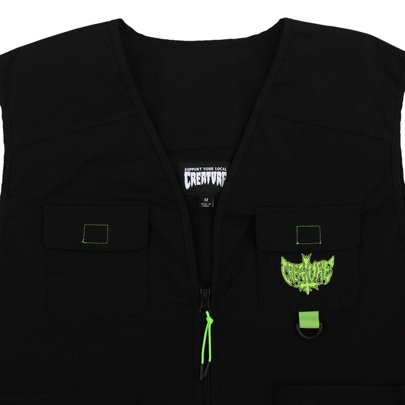 Creature Gravette Cut And Tie Utility Vest - Black
