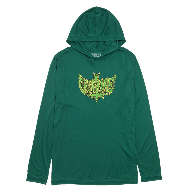 Creature Gravette Hippie Skull 20th Long Sleeve Hooded T-Shirt - Sport Forest