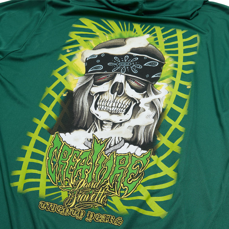 Creature Gravette Hippie Skull 20th Long Sleeve Hooded T-Shirt - Sport Forest