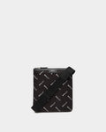 Crossbody Bag In Black Nylon With a Chevron Logo Print