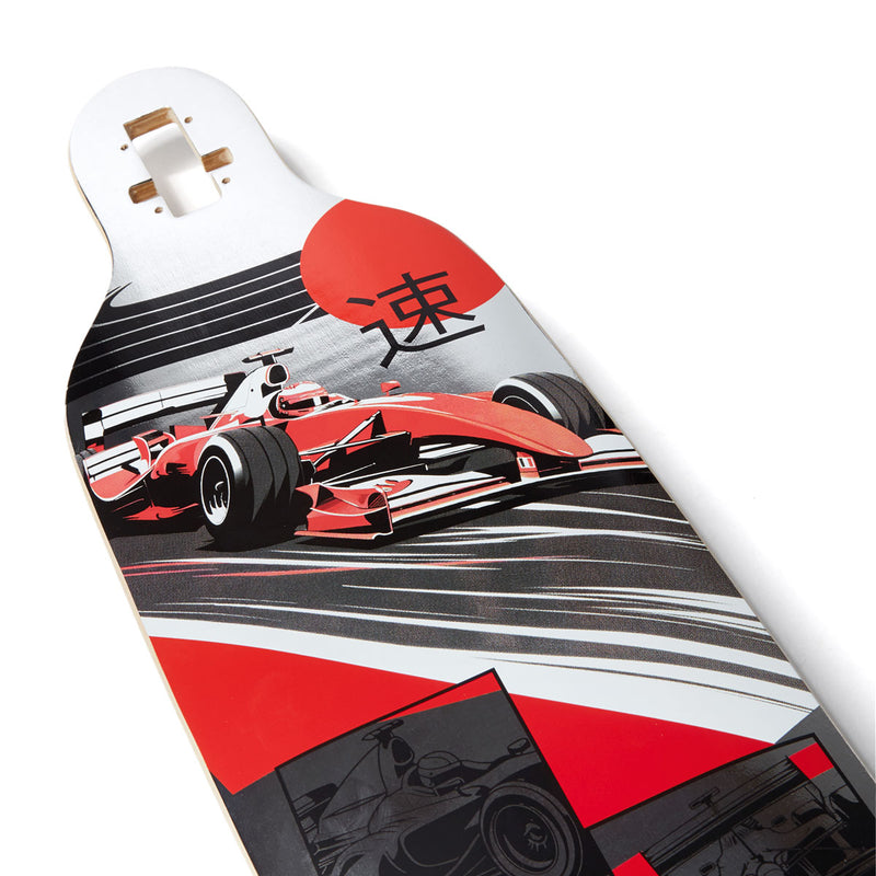 Daddies Race Car Foil Drop Thru Longboard Complete - Silver Foil/Red