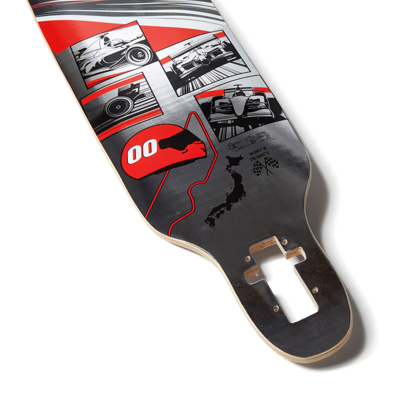 Daddies Race Car Foil Drop Thru Longboard Complete - Silver Foil/Red