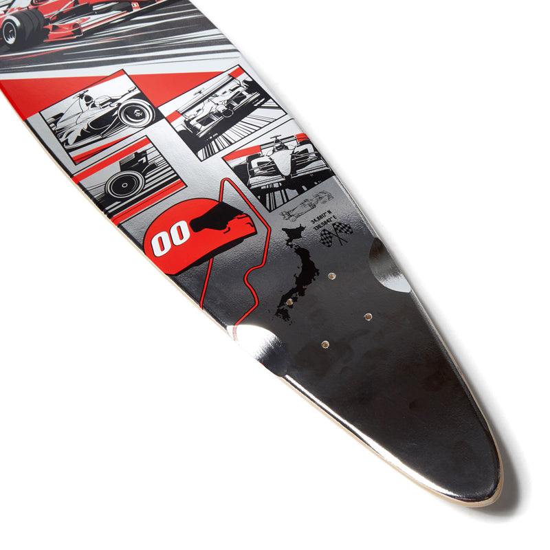 Daddies Race Car Foil Pintail Longboard Deck - Silver Foil/Red