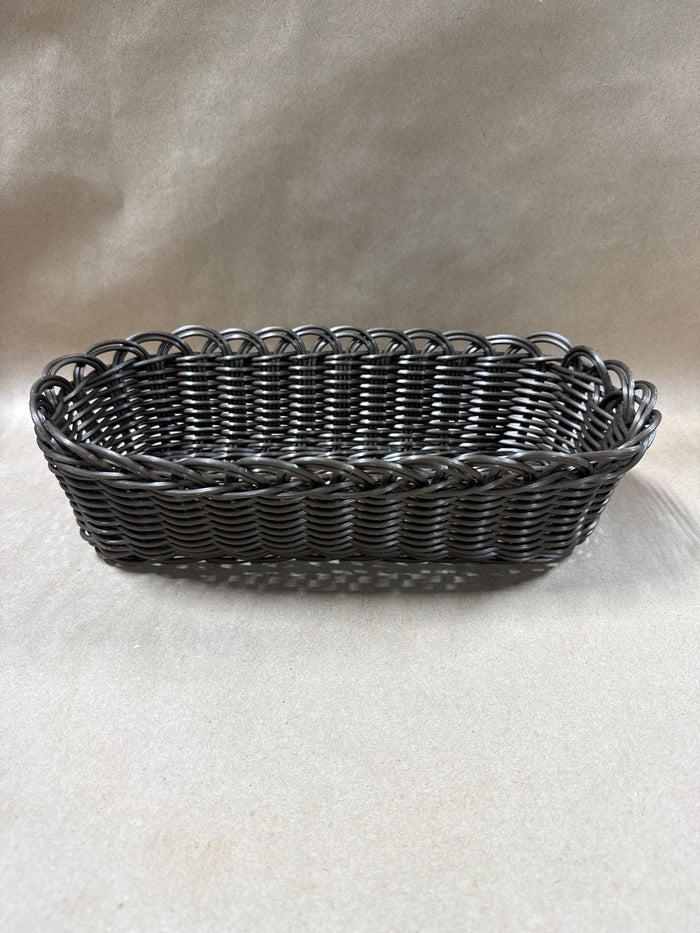 Dark Brown Plastic Woven Bread Basket