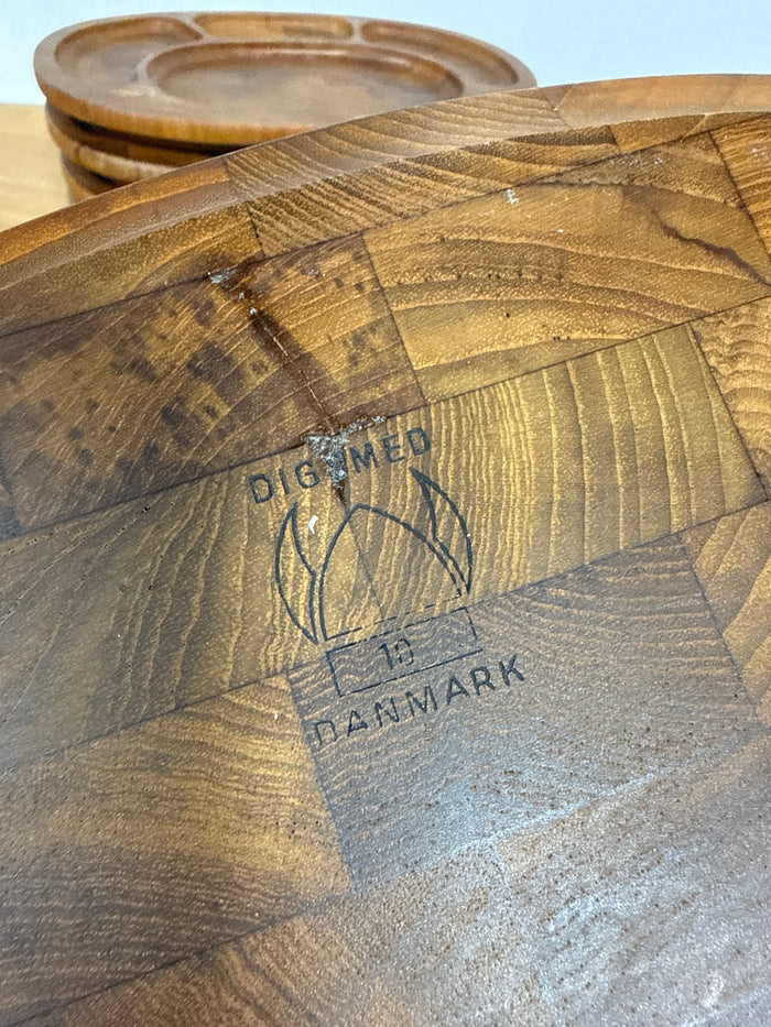 Digsmed #10 Danmark Teak Wood Divided Oval Trays - Set Of 8