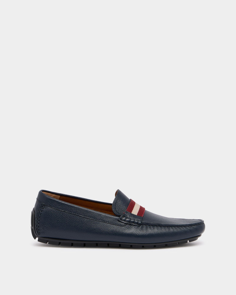 Driver in Navy Blue Grained Leather
