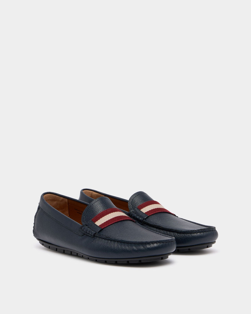 Driver in Navy Blue Grained Leather