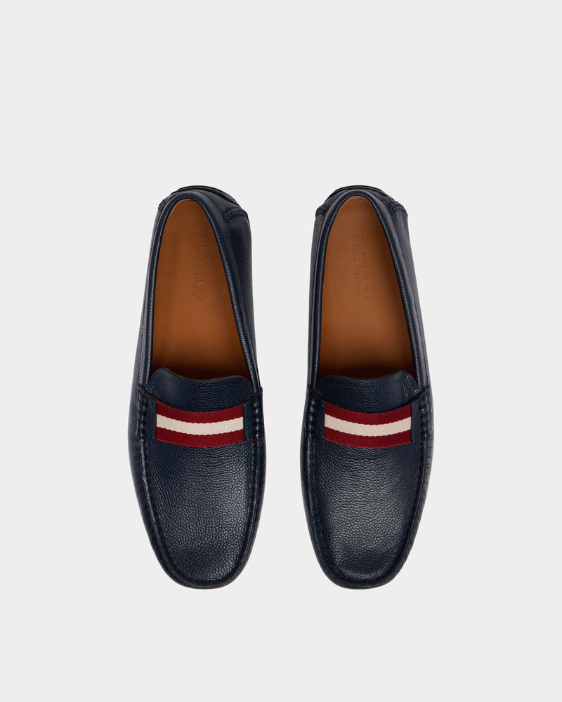 Driver in Navy Blue Grained Leather