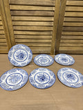 English Ironstone Blue Floral Dessert Plates - Set Of 6