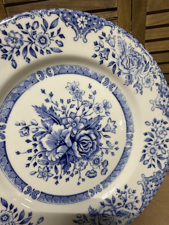 English Ironstone Blue Floral Dessert Plates - Set Of 6