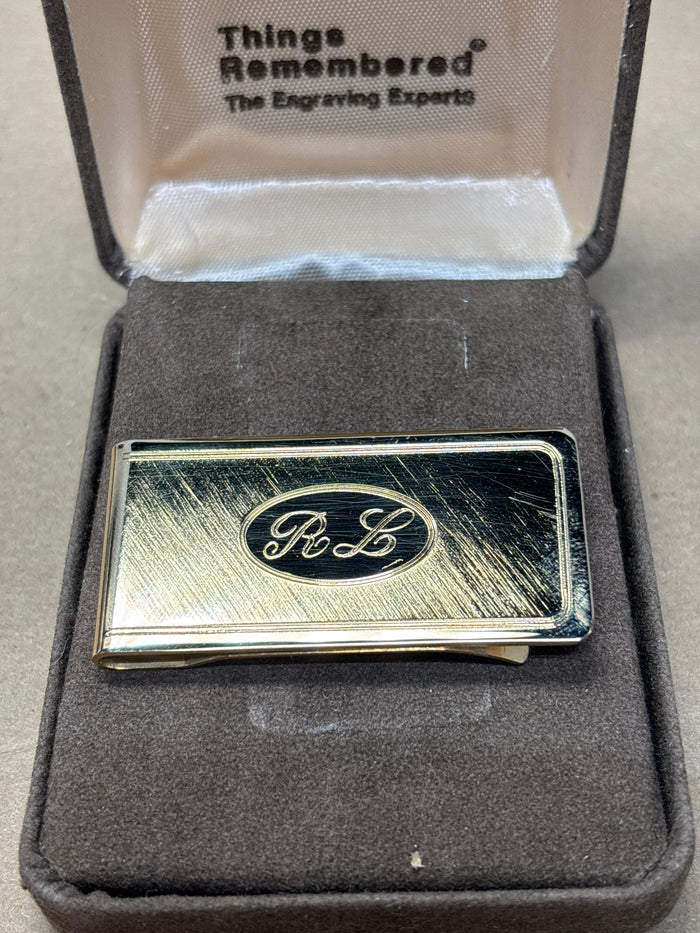 Engraved Gold Tone Money Clip ~ R.L.