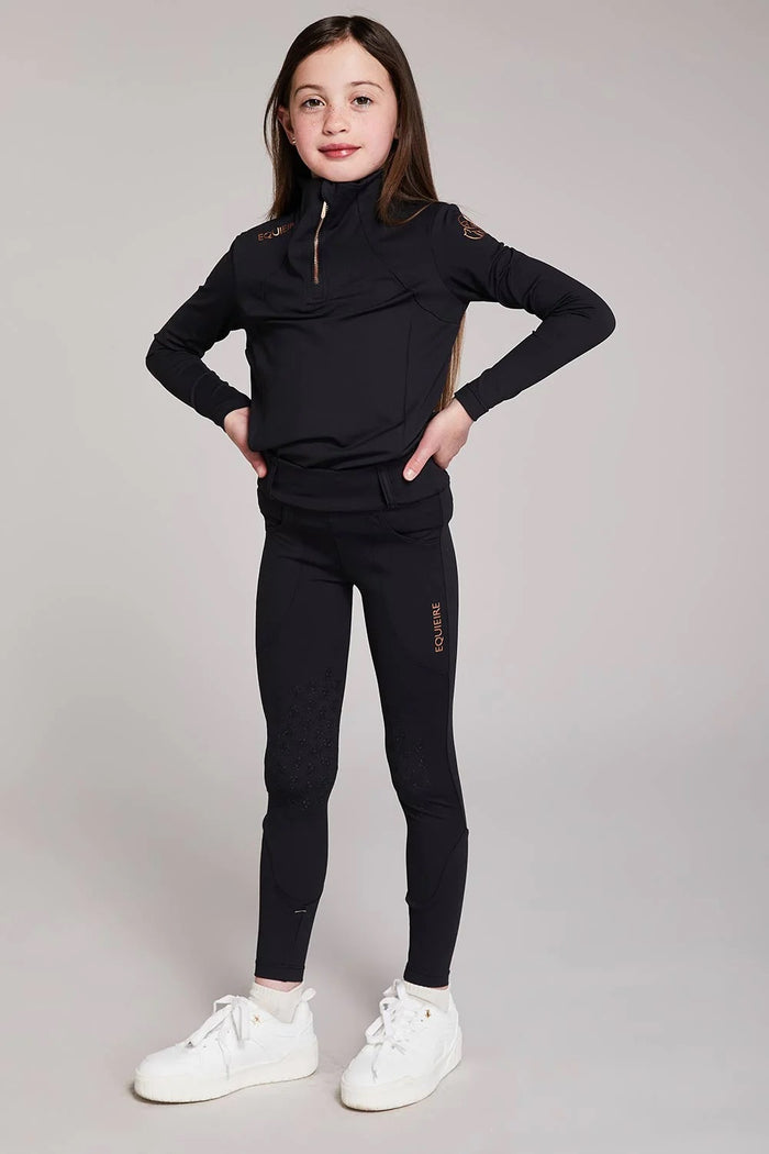 Equieire Amber Kids Base Layer- Black/ Rose Gold
