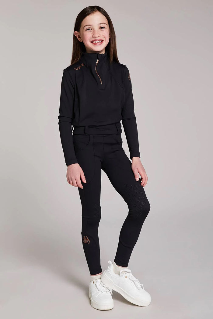 Equieire Ava Kids Riding Leggings- Black/ Rose Gold