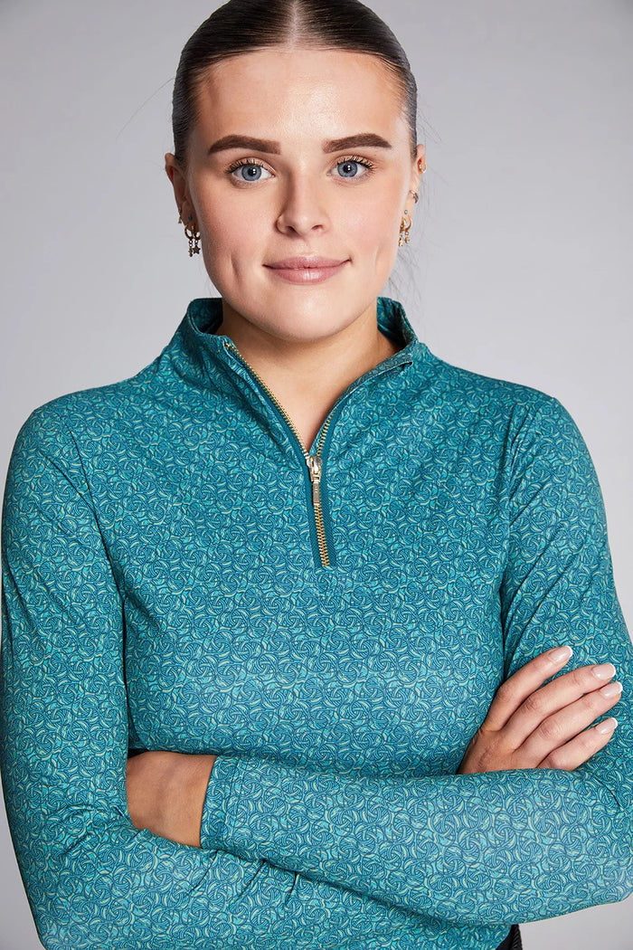 Equieire Emma Signature Sunshirt-  Green Equieire Print