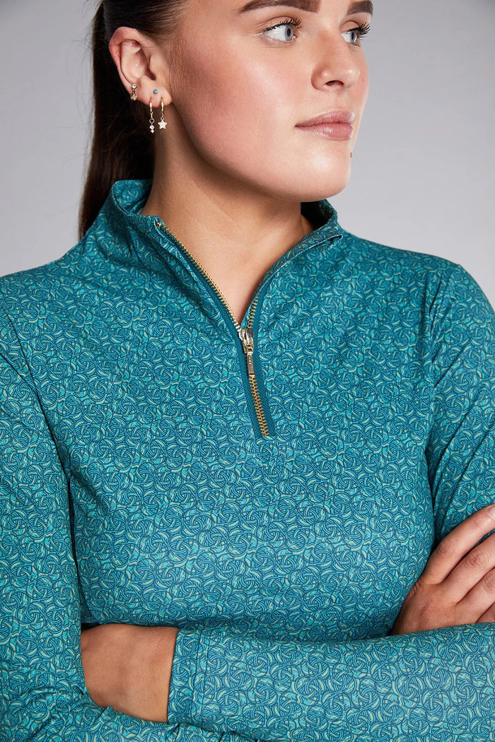 Equieire Emma Signature Sunshirt-  Green Equieire Print