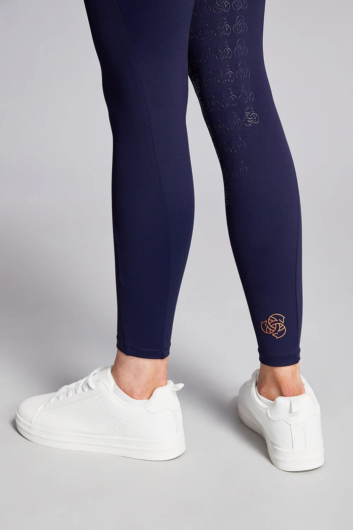 Equieire Jessica 3/4 Grip Ridding Leggings - Navy With Rose Gold