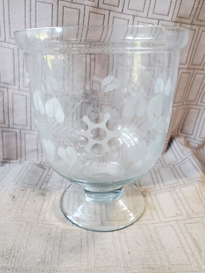 Etched Clear Glass Pedestal Trifle Dish