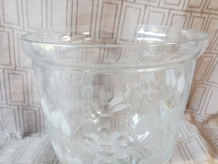 Etched Clear Glass Pedestal Trifle Dish