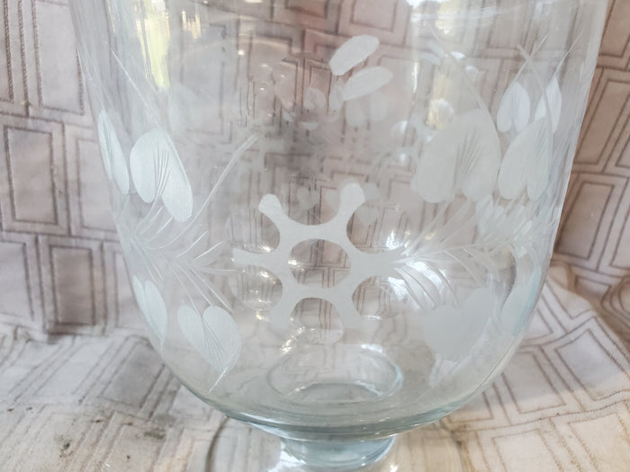Etched Clear Glass Pedestal Trifle Dish