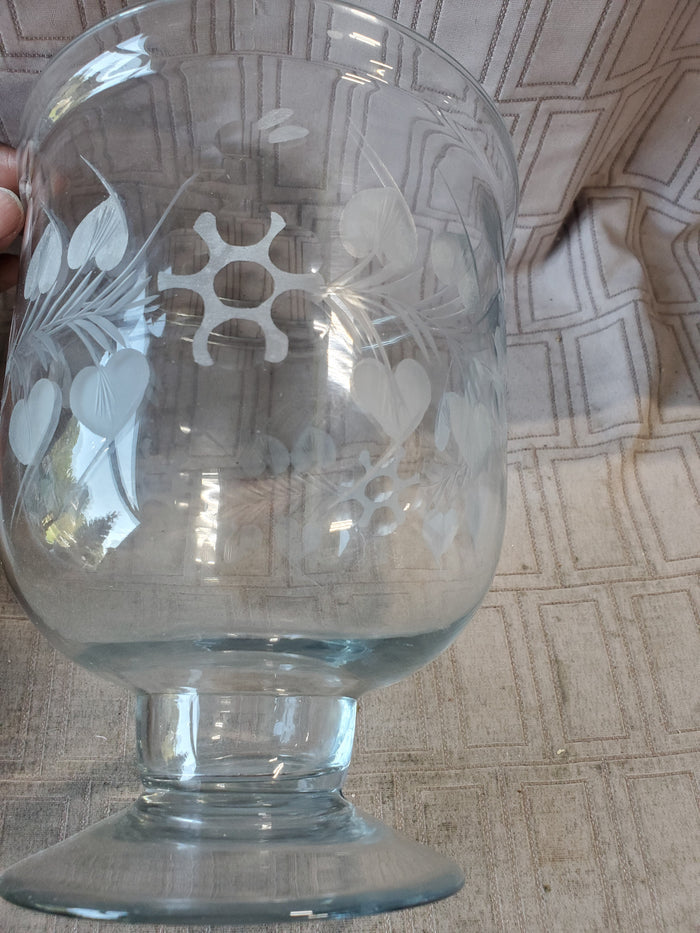 Etched Clear Glass Pedestal Trifle Dish