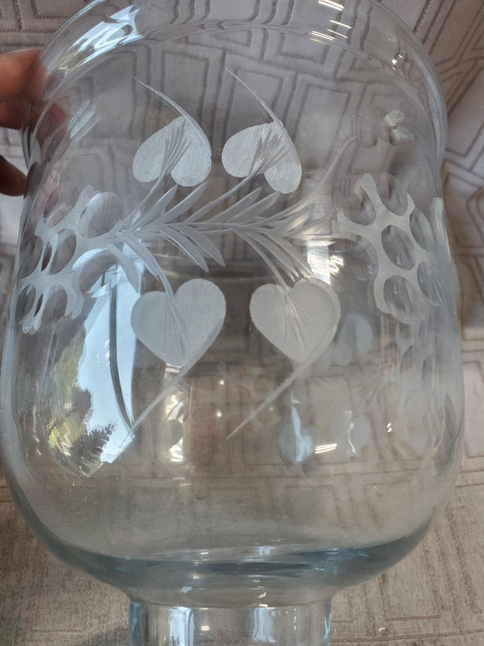 Etched Clear Glass Pedestal Trifle Dish