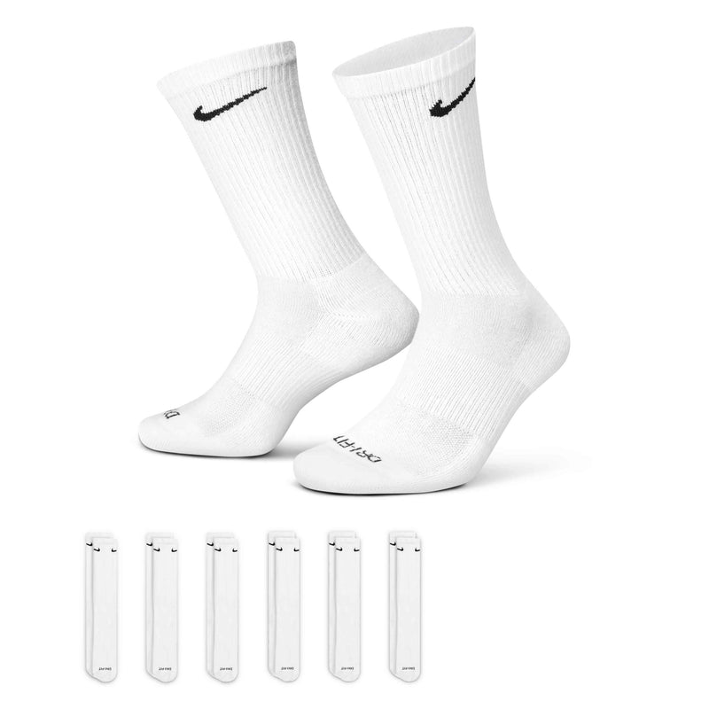 Everyday Plus Cushioned Training Crew Socks (6 Pairs) in White/Black