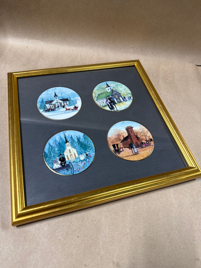 Framed Buckley Moss Ornaments - 4 Ornaments