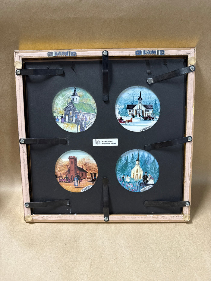 Framed Buckley Moss Ornaments - 4 Ornaments