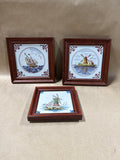 Framed Dutch Delft Style Framed Ceramic Tile - Set of 3