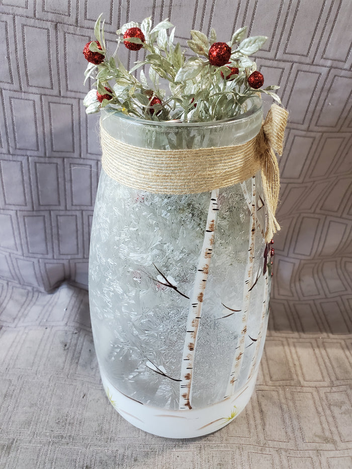 Glass Cardinal Lighted Jar