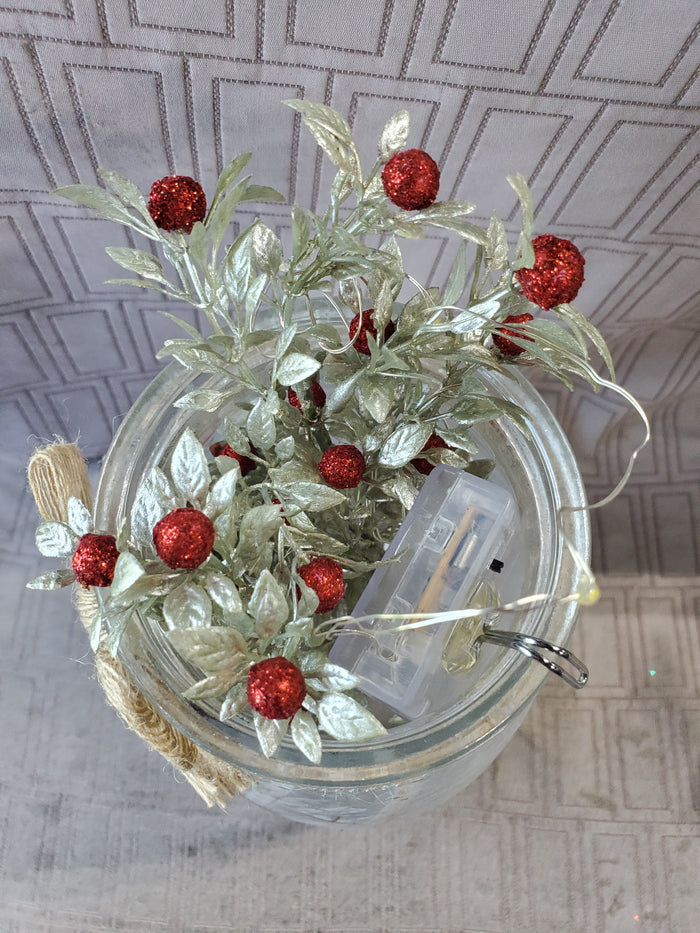 Glass Cardinal Lighted Jar