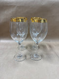 Gold Greek Key Rimmed Wine Goblets - Set Of 4 // 3 Sets Available // PRICED INDIVIDUALLY