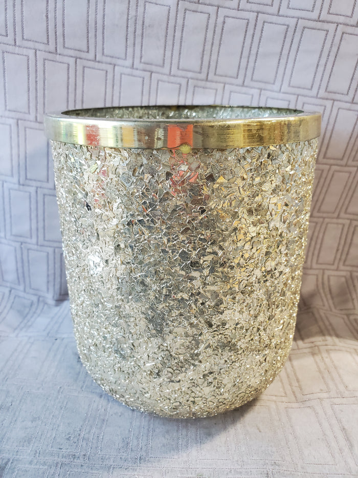 Gold Toned Mosaic Glass Vase