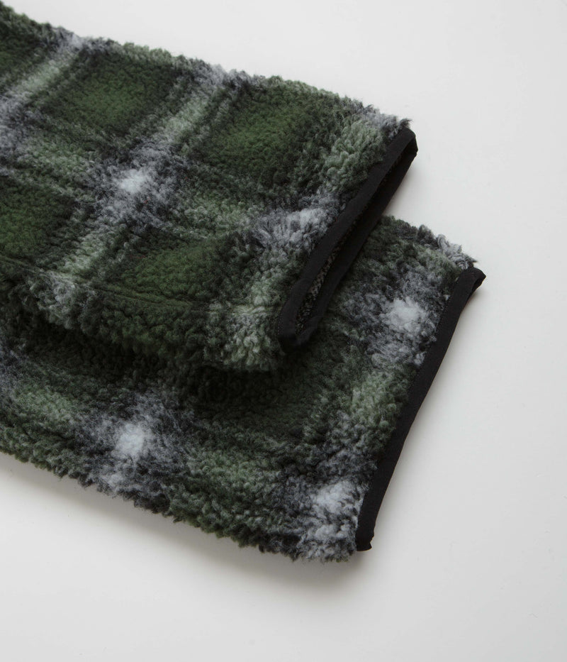 Gramicci Shadow Plaid Sherpa Pants in Olive Shadow Plaid