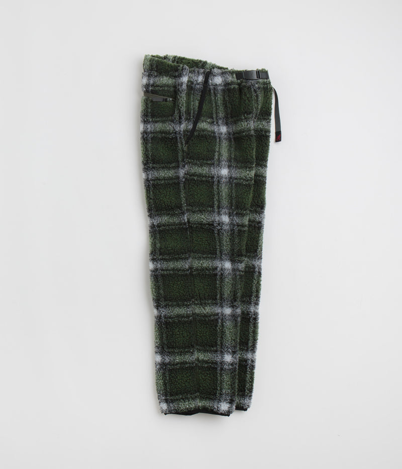 Gramicci Shadow Plaid Sherpa Pants in Olive Shadow Plaid
