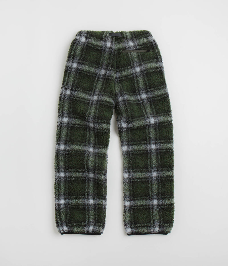 Gramicci Shadow Plaid Sherpa Pants in Olive Shadow Plaid