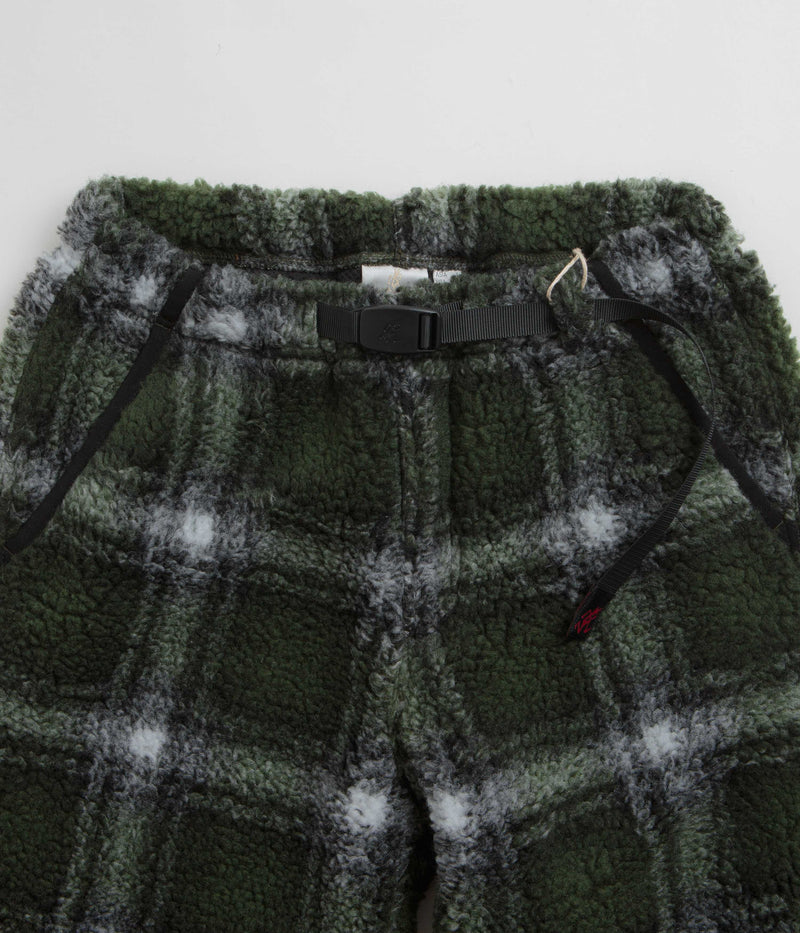 Gramicci Shadow Plaid Sherpa Pants in Olive Shadow Plaid