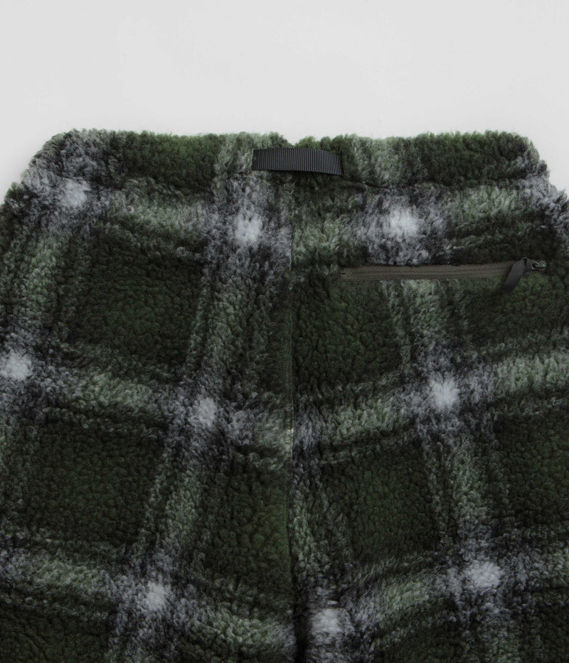 Gramicci Shadow Plaid Sherpa Pants in Olive Shadow Plaid