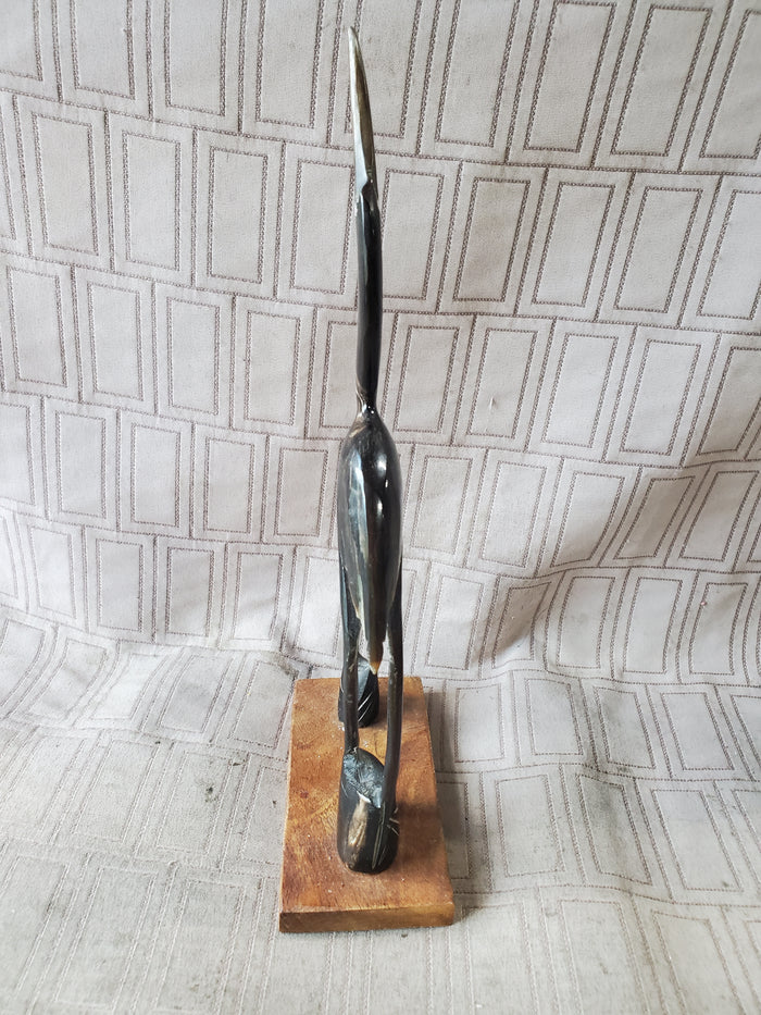 Hand Carved Water Buffalo Horn Heron Figurine (B)
