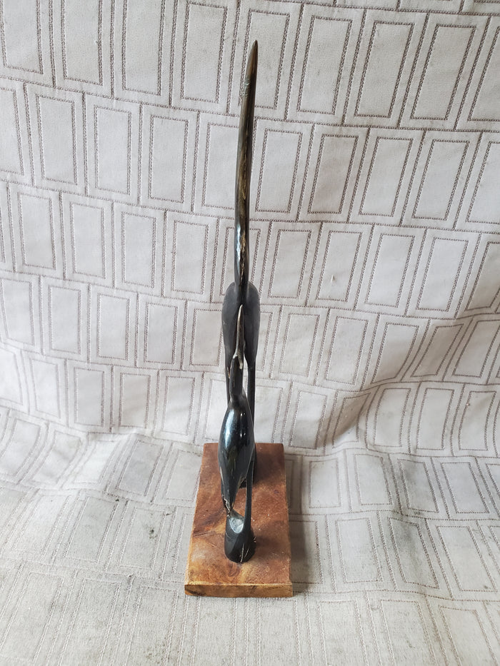 Hand Carved Water Buffalo Horn Heron Figurine (B)