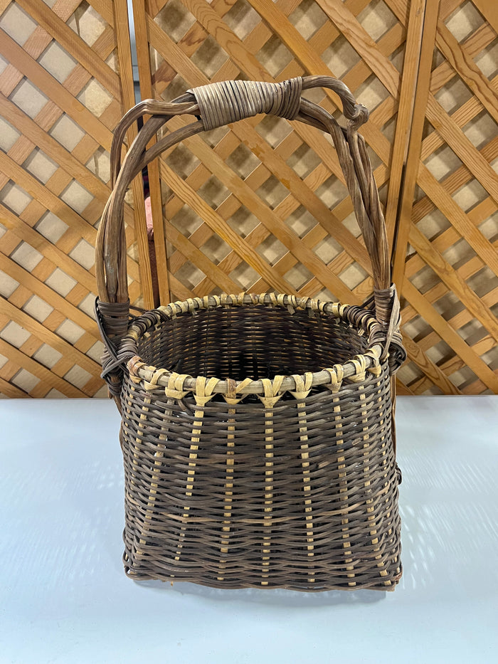 Hand Crafted Woven Willow Basket with 2 Tone Finish