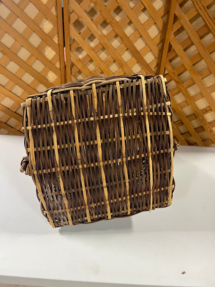 Hand Crafted Woven Willow Basket with 2 Tone Finish