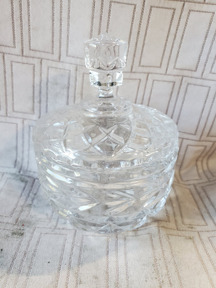 Heavy Clear Glass Covered Candy Dish