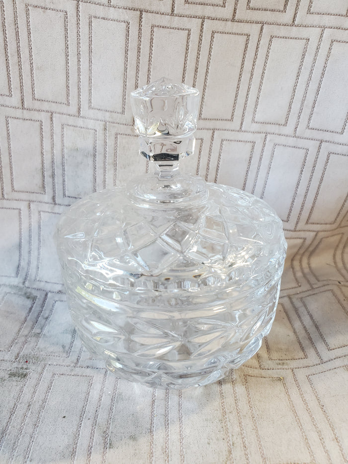 Heavy Clear Glass Covered Candy Dish