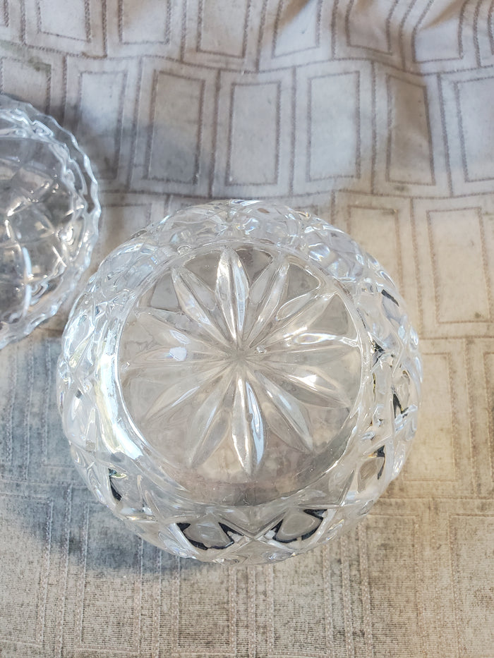 Heavy Clear Glass Covered Candy Dish